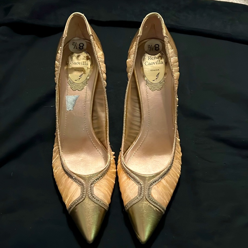 Rene Caovilla Gold Dress Shoes